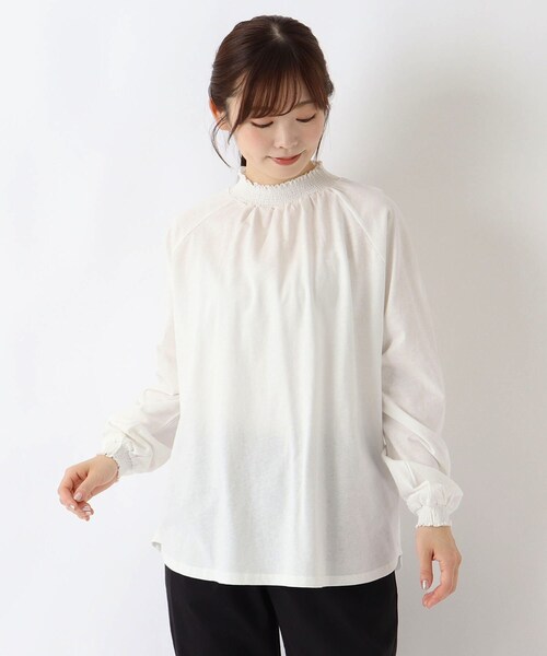 one'sterrace(ワンズテラス)の「コットンシャーリング 長袖ラグランプルオーバー(Tシャツ/カットソー・レディース・ブラック系8/アイボリー系8/ブラウン系8・02)」の3枚目の写真