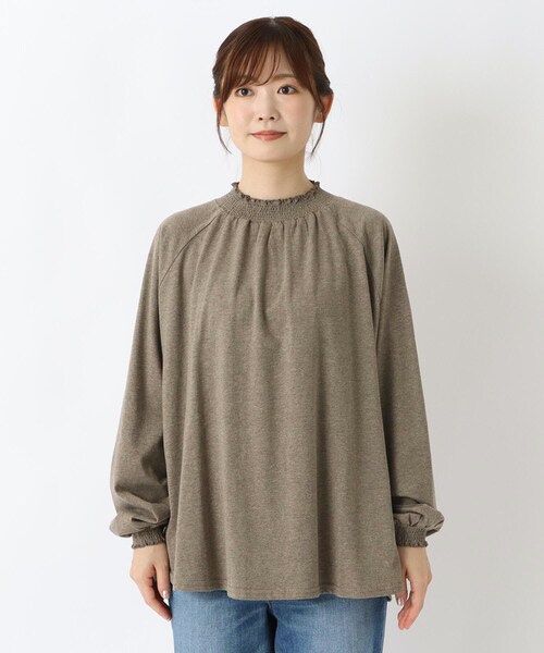 one'sterrace(ワンズテラス)の「コットンシャーリング 長袖ラグランプルオーバー(Tシャツ/カットソー・レディース・ブラック系8/アイボリー系8/ブラウン系8・02)」の4枚目の写真