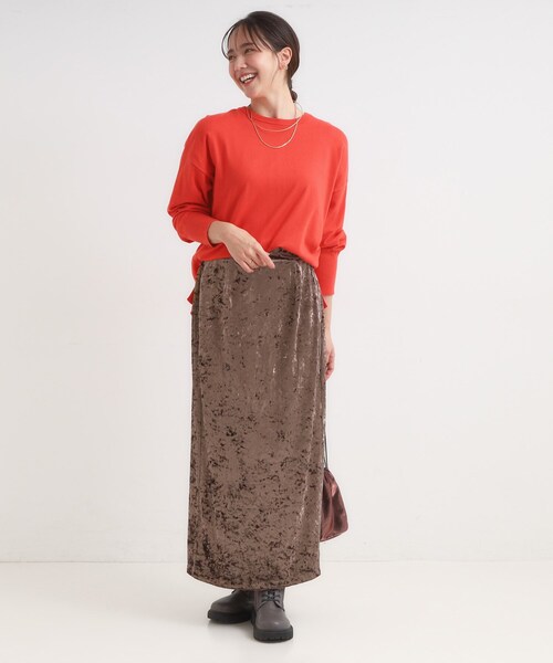 DRESKIP（ドレスキップ）の「【高レビュー/洗濯機可】ゆるシルエットで体型カバー もちもちニット（ニット/セーター・レディース・ブラック/ホワイト系5/ブラウン系3/オレンジ/ブルー系その他・01/02/03/04）」の8枚目の写真