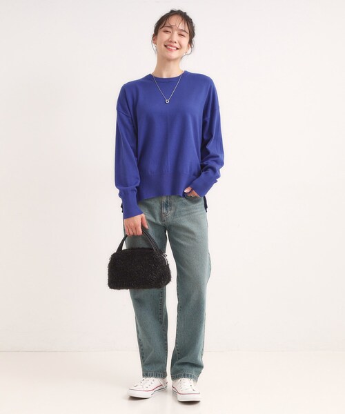 DRESKIP（ドレスキップ）の「【高レビュー/洗濯機可】ゆるシルエットで体型カバー もちもちニット（ニット/セーター・レディース・ブラック/ホワイト系5/ブラウン系3/オレンジ/ブルー系その他・01/02/03/04）」の20枚目の写真