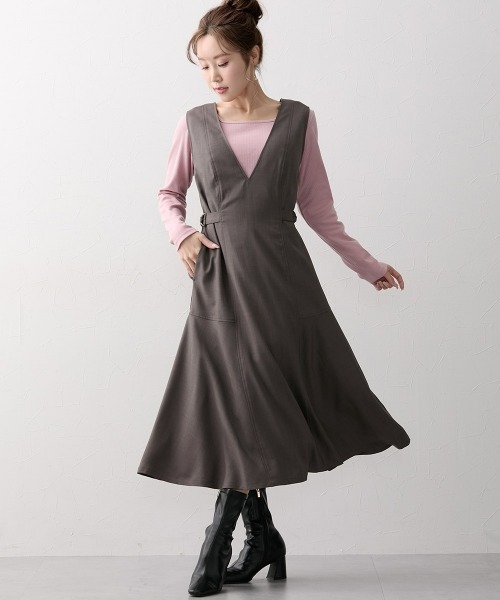 Nissen glamor(ニッセングラマー)の「【大きい胸専用】サイドベルト付マーメイドジャンパースカート(ワンピース・レディース・ブラウン・M/L/LL)」の20枚目の写真