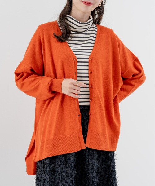 refinedworks（リファインドワークス）の「【refinedworks】こなれ見えする リラックス カーディガン！（カーディガン/ボレロ・レディース・ブラック/オレンジ/グリーン・FREE）」の3枚目の写真