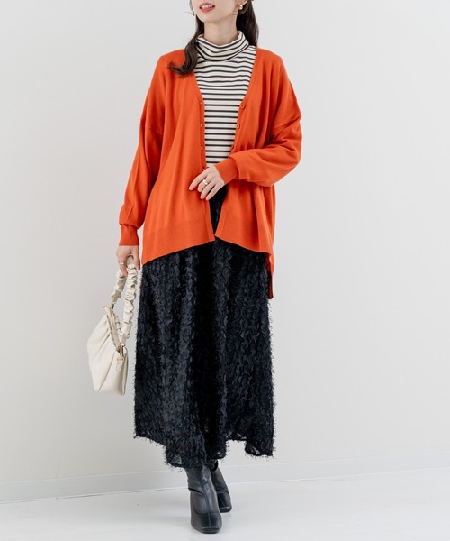 refinedworks（リファインドワークス）の「【refinedworks】こなれ見えする リラックス カーディガン！（カーディガン/ボレロ・レディース・ブラック/オレンジ/グリーン・FREE）」の17枚目の写真