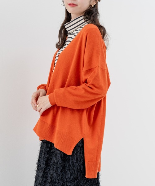 refinedworks（リファインドワークス）の「【refinedworks】こなれ見えする リラックス カーディガン！（カーディガン/ボレロ・レディース・ブラック/オレンジ/グリーン・FREE）」の5枚目の写真