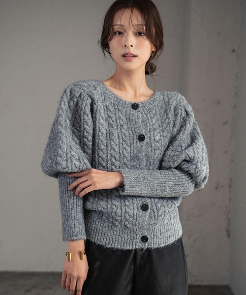 セール】【2025AW】2WAY ボリュームスリーブ ケーブルニット