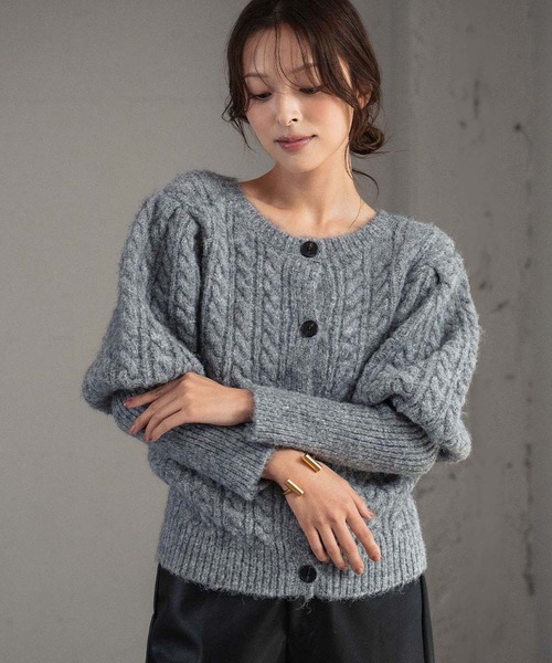 セール】【2025AW】2WAY ボリュームスリーブ ケーブルニット
