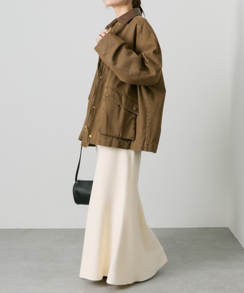 PUAL CE CIN ピュアルセシン フェイクレザージャケット ベージュ PUAL CE CIN（ピュアルセシン）の「フェイクレザー襟カバーオール