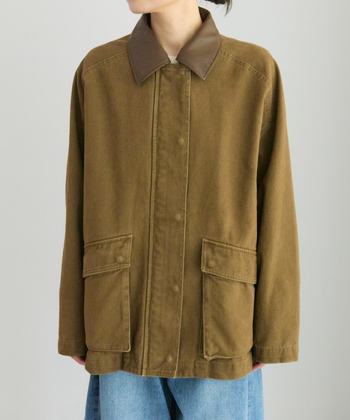 PUAL CE CIN（ピュアルセシン）の「フェイクレザー襟カバーオール