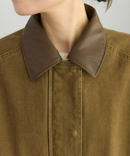 PUAL CE CIN（ピュアルセシン）の「フェイクレザー襟カバーオール