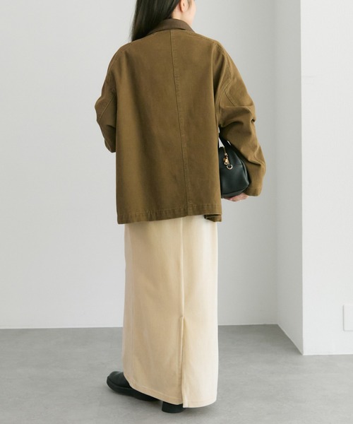 PUAL CE CIN ピュアルセシン フェイクレザージャケット ベージュ PUAL CE CIN（ピュアルセシン）の「フェイクレザー襟カバーオール