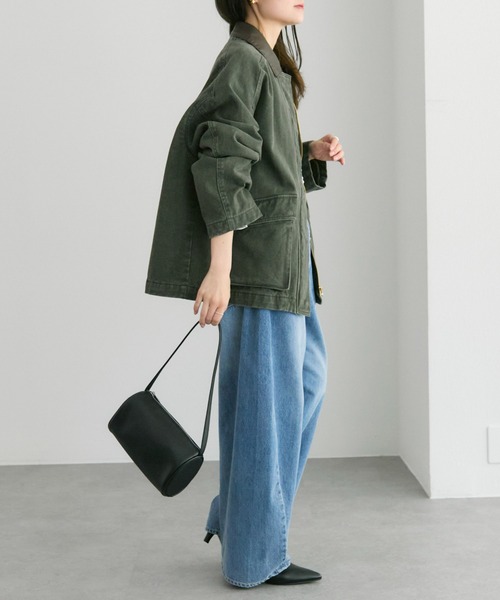 セール】フェイクレザー襟カバーオールジャケット（カバーオール