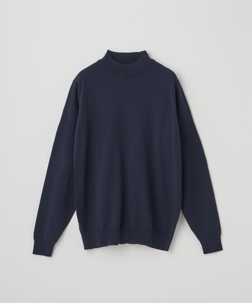 JOHN SMEDLEY(ジョンスメドレー)の「モックネック長袖ニットプルオーバー(ニット/セーター・メンズ・ダークネイビー/ホワイト・M/L)」の2枚目の写真