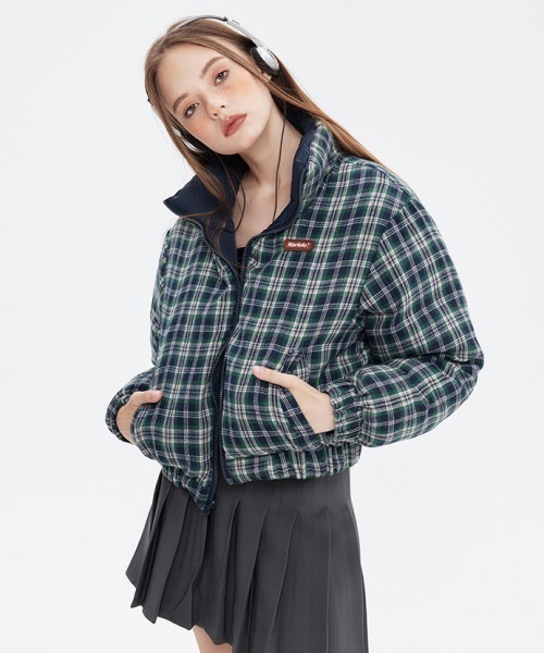 mushwear(マッシュウェア)の「リバーシブル チェックショートジャケット(ダウンジャケット/コート・メンズ・ブルー/ブラック・LARGE/MEDIUM/SMALL)」の2枚目の写真
