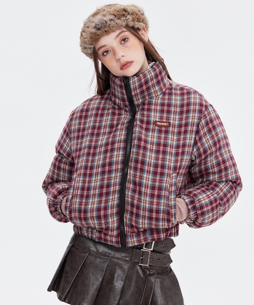mushwear(マッシュウェア)の「リバーシブル チェックショートジャケット(ダウンジャケット/コート・メンズ・ブルー/ブラック・LARGE/MEDIUM/SMALL)」の1枚目の写真