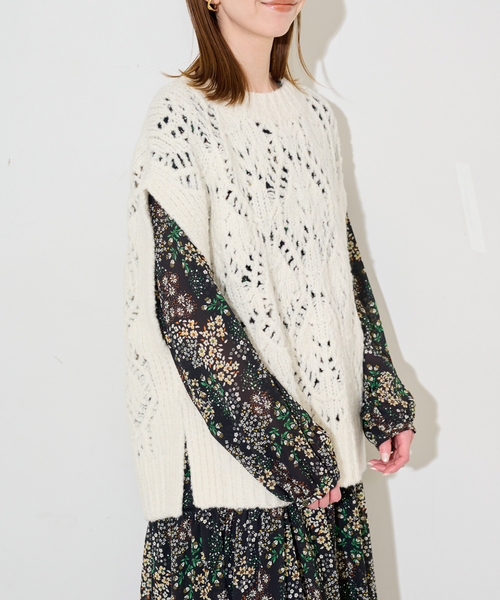 SLOBE IENA（スローブイエナ）の「ガラアミニットベスト（ベスト・レディース・アイボリー/ネイビー・FREE）」の20枚目の写真