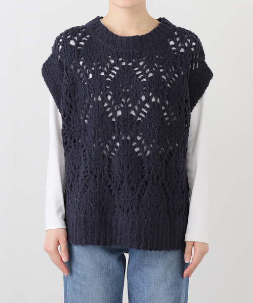 SLOBE IENA（スローブイエナ）の「ガラアミニットベスト（ベスト・レディース・アイボリー/ネイビー・FREE）」の14枚目の写真