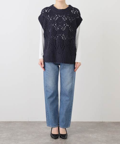 SLOBE IENA（スローブイエナ）の「ガラアミニットベスト（ベスト・レディース・アイボリー/ネイビー・FREE）」の13枚目の写真