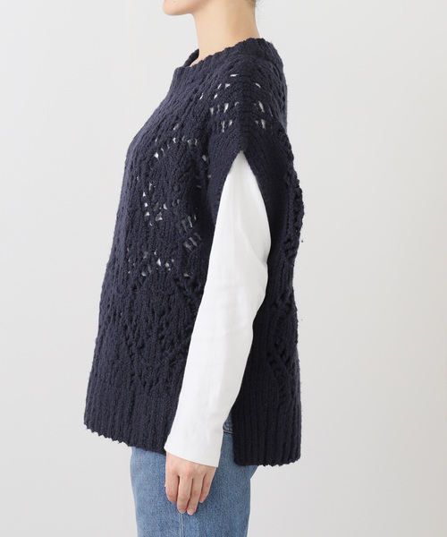 SLOBE IENA（スローブイエナ）の「ガラアミニットベスト（ベスト・レディース・アイボリー/ネイビー・FREE）」の11枚目の写真