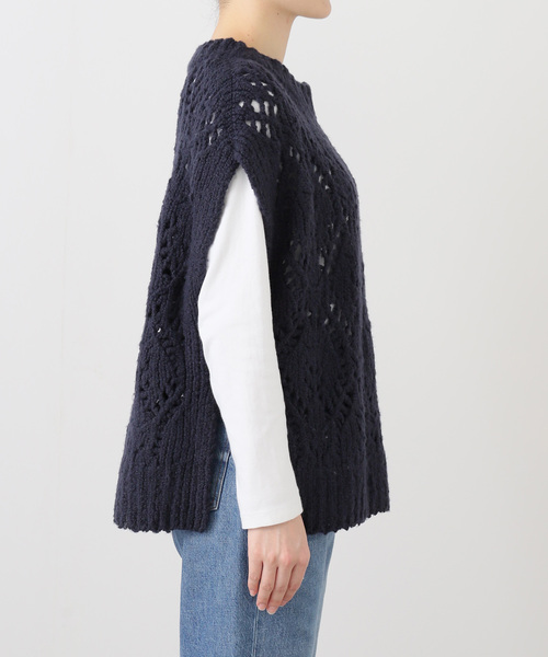 SLOBE IENA（スローブイエナ）の「ガラアミニットベスト（ベスト・レディース・アイボリー/ネイビー・FREE）」の9枚目の写真