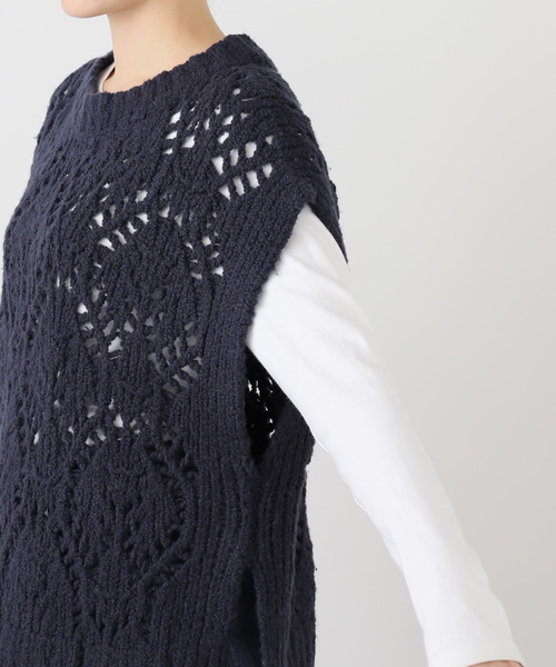 SLOBE IENA（スローブイエナ）の「ガラアミニットベスト（ベスト・レディース・アイボリー/ネイビー・FREE）」の8枚目の写真