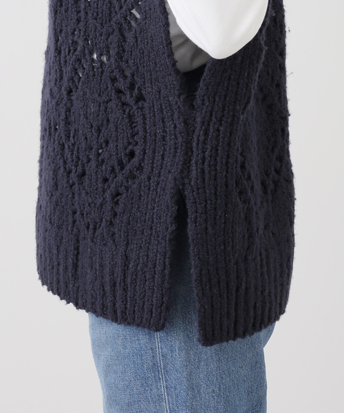 SLOBE IENA（スローブイエナ）の「ガラアミニットベスト（ベスト・レディース・アイボリー/ネイビー・FREE）」の7枚目の写真