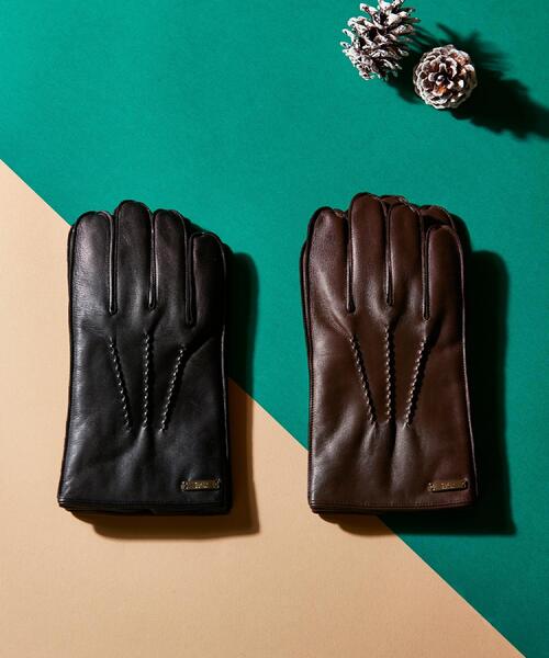TAKEO KIKUCHI（タケオキクチ）の「【スマホ対応】レザーグローブ（手袋・メンズ・ダークブラウン/ブラック・00）」の9枚目の写真