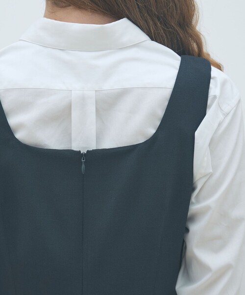 MACPHEE（マカフィー）の「ウールブレンドジョーゼット Iラインワンピース（ワンピース・レディース・ライトイエロー/ネイビー・36/34）」の7枚目の写真