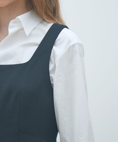 MACPHEE（マカフィー）の「ウールブレンドジョーゼット Iラインワンピース（ワンピース・レディース・ライトイエロー/ネイビー・36/34）」の8枚目の写真