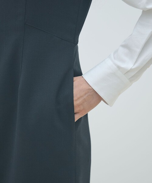 MACPHEE（マカフィー）の「ウールブレンドジョーゼット Iラインワンピース（ワンピース・レディース・ライトイエロー/ネイビー・36/34）」の9枚目の写真