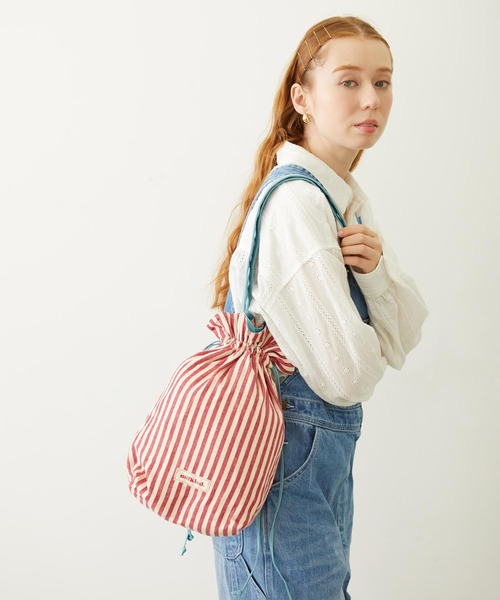 MILKFED.(ミルクフェド)の「STRIPED TOTE BAG(トートバッグ・レディース・ライトブルー/ブラック/レッド・ONE SIZE)」の3枚目の写真