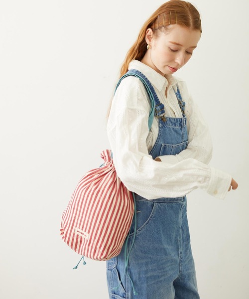 MILKFED.(ミルクフェド)の「STRIPED TOTE BAG(トートバッグ・レディース・ライトブルー/ブラック/レッド・ONE SIZE)」の5枚目の写真