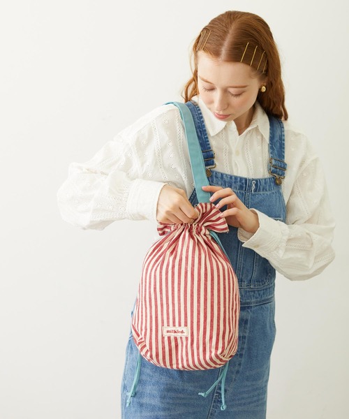 MILKFED.(ミルクフェド)の「STRIPED TOTE BAG(トートバッグ・レディース・ライトブルー/ブラック/レッド・ONE SIZE)」の6枚目の写真