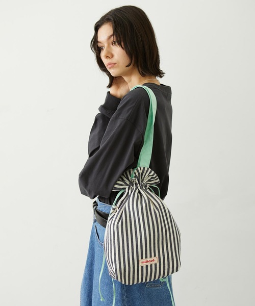 MILKFED.(ミルクフェド)の「STRIPED TOTE BAG(トートバッグ・レディース・ライトブルー/ブラック/レッド・ONE SIZE)」の15枚目の写真