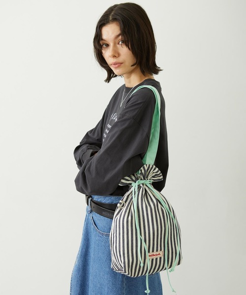 MILKFED.(ミルクフェド)の「STRIPED TOTE BAG(トートバッグ・レディース・ライトブルー/ブラック/レッド・ONE SIZE)」の16枚目の写真