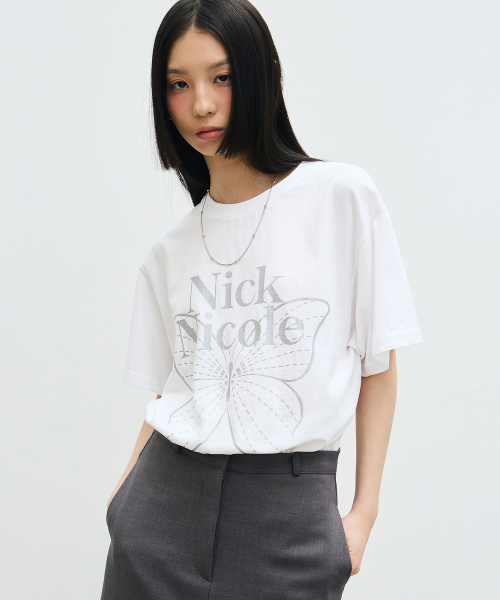 NICK&NICOLE(ニックアンドニコール)の「BIG BUTTERFLY SLEEVE TOP_WHITE SILVER(Tシャツ/カットソー・レディース・その他・FREE)」の3枚目の写真