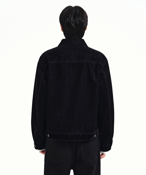 MUSINSA STANDARD（ムシンサスタンダード）の「ベルベットリラックスドデニムトラッカージャケット[ブラック]（デニムジャケット・メンズ・その他・MEDIUM/LARGE/X-LARGE/XX-LARGE）」の3枚目の写真