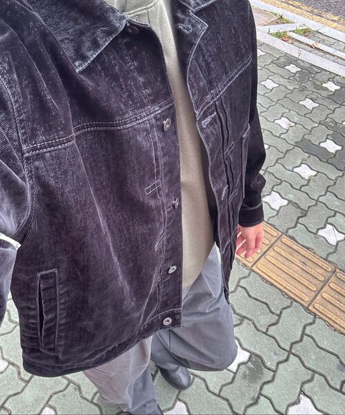 MUSINSA STANDARD（ムシンサスタンダード）の「ベルベットリラックスドデニムトラッカージャケット[ブラック]（デニムジャケット・メンズ・その他・MEDIUM/LARGE/X-LARGE/XX-LARGE）」の9枚目の写真