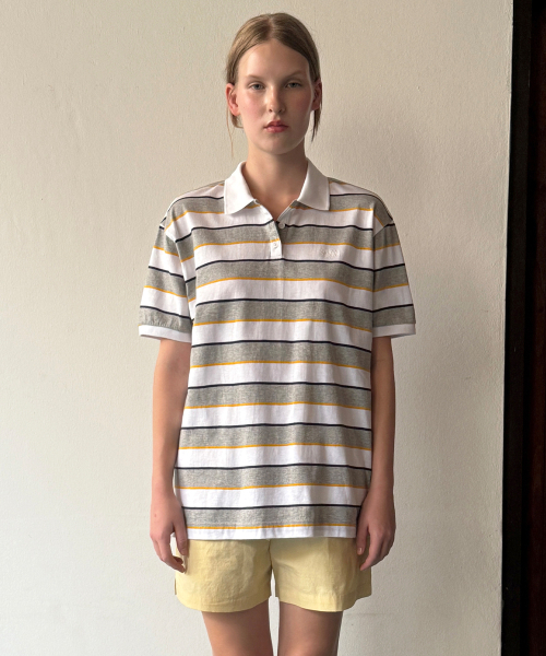 Bold Stripe Half Sleeve PK Shirt — футболка‑поло с коротким рукавом (серый)