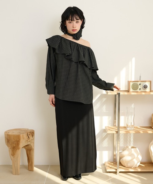LAULEN(ローレン)の「check ruffle frill choker blouse /チェックラッフルフリルチョーカーブラウス(シャツ/ブラウス・レディース・ブラック/ブラウン/ベージュ・FREE)」の11枚目の写真