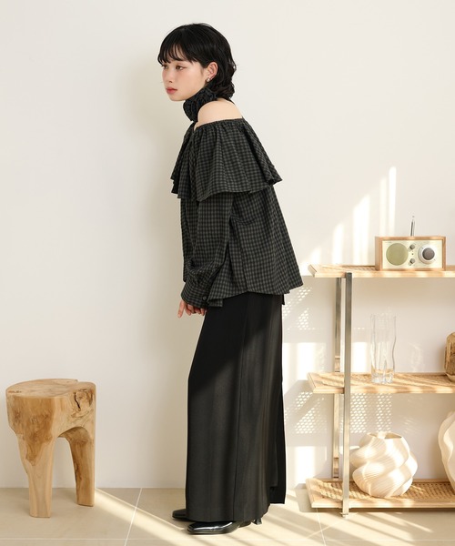 LAULEN(ローレン)の「check ruffle frill choker blouse /チェックラッフルフリルチョーカーブラウス(シャツ/ブラウス・レディース・ブラック/ブラウン/ベージュ・FREE)」の12枚目の写真