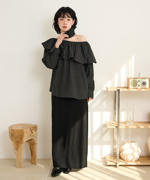 LAULEN(ローレン)の「check ruffle frill choker blouse /チェックラッフルフリルチョーカーブラウス(シャツ/ブラウス・レディース・ブラック/ブラウン/ベージュ・FREE)」の15枚目の写真