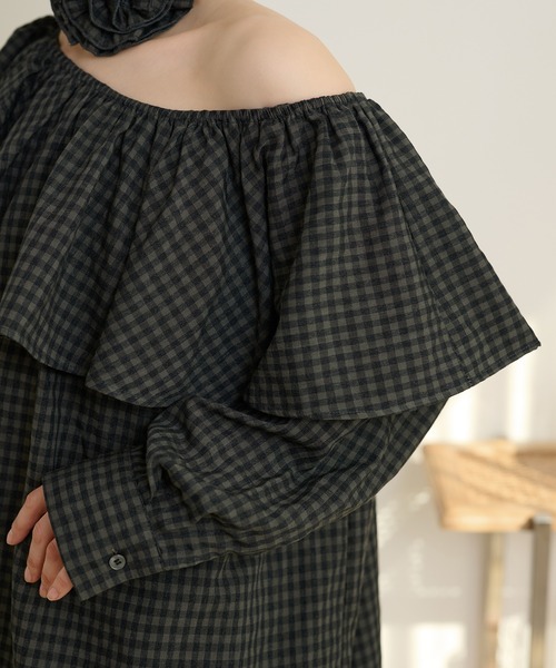 LAULEN(ローレン)の「check ruffle frill choker blouse /チェックラッフルフリルチョーカーブラウス(シャツ/ブラウス・レディース・ブラック/ブラウン/ベージュ・FREE)」の17枚目の写真