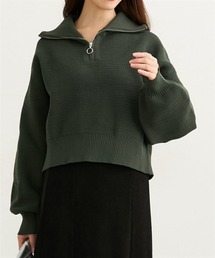 ハーフジップスポンジニット