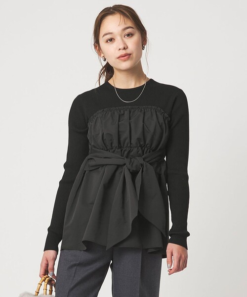 セール】タフタ ドッキング リボン プルオーバー ニット