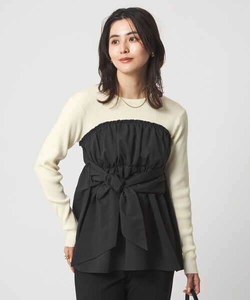 セール】タフタ ドッキング リボン プルオーバー ニット