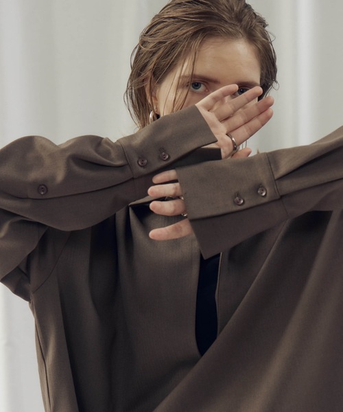 CIEL'AIR（シエルエアー）の「OVERSHIRT（ｵｰﾊﾞｰｼｬﾂ）（シャツ/ブラウス・レディース・モカ/オフホワイト・FREE）」の8枚目の写真