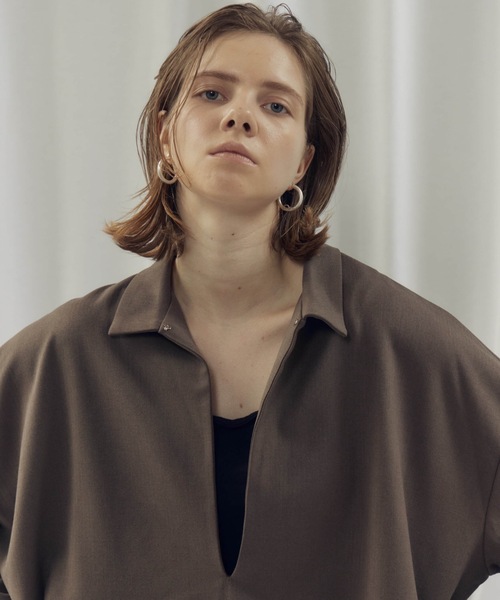 CIEL'AIR（シエルエアー）の「OVERSHIRT（ｵｰﾊﾞｰｼｬﾂ）（シャツ/ブラウス・レディース・モカ/オフホワイト・FREE）」の11枚目の写真