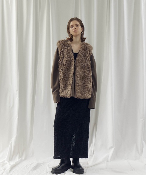 CIEL'AIR（シエルエアー）の「OVERSHIRT（ｵｰﾊﾞｰｼｬﾂ）（シャツ/ブラウス・レディース・モカ/オフホワイト・FREE）」の3枚目の写真