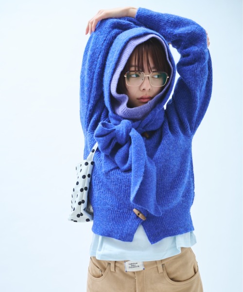 common gull products.(コモンガルプロダクツ)の「凍り声でトグルカーデとバラクラバのセット(ニット/セーター・レディース・杢グレー/レッド系/ブルー系・SMALL/MEDIUM/LARGE)」の21枚目の写真