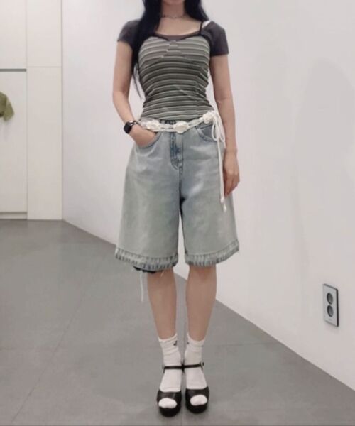 INSILENCE WOMEN(インサイレンスウーマン)の「ストーンウォッシュバミューダデニム BLUE(その他パンツ・レディース・その他・X-SMALL/SMALL/MEDIUM/LARGE)」の3枚目の写真